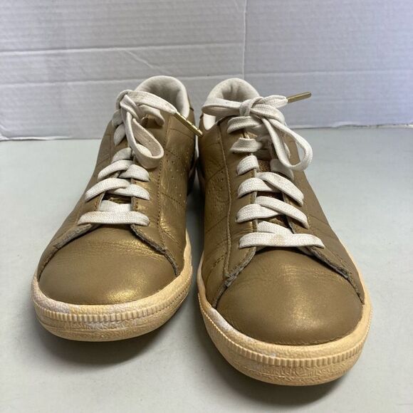 NIKE Youth Trainers Classic Premium QS-GS Leather Metallic Gold Shoes 872818-700 - Picture 8 of 12